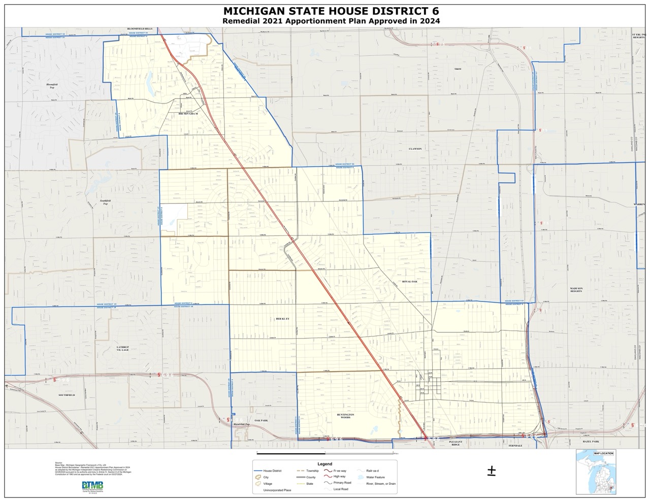 A map of MI 6th District for State Representative