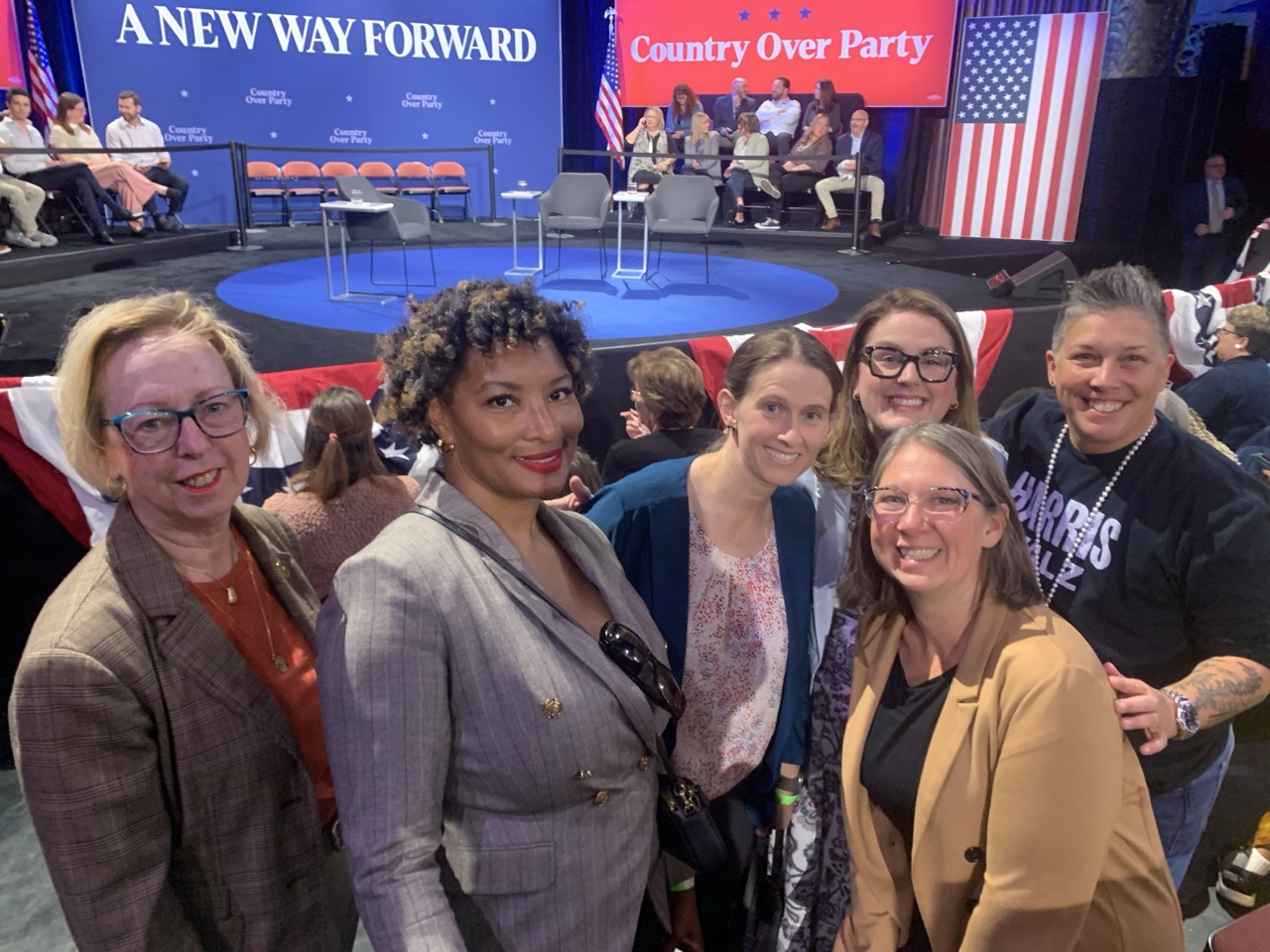 Melanie Macey with Rep. Price, Sharlan Douglas, Rebecca Cheezum, and friends