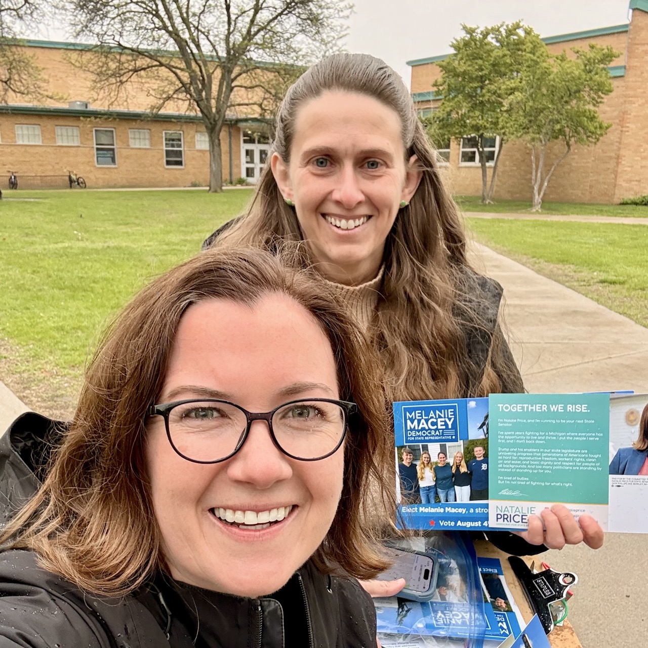 Melanie Macey and Natalie Price campaigning together